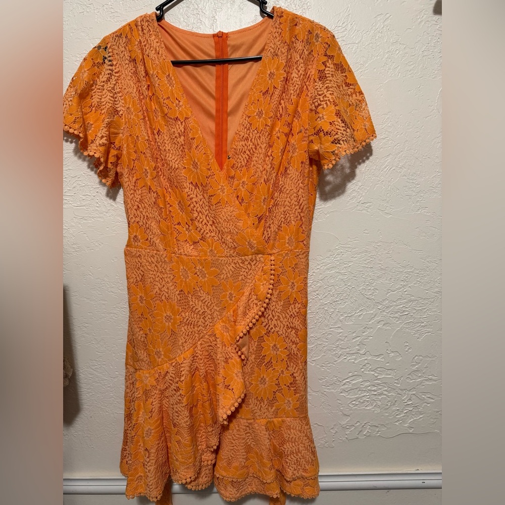 Elegant Orange Lace Dress